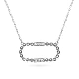 14K Open oval beaded diamond necklace MN45527