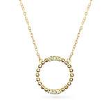 14K Open circle beaded diamond necklace MN45528