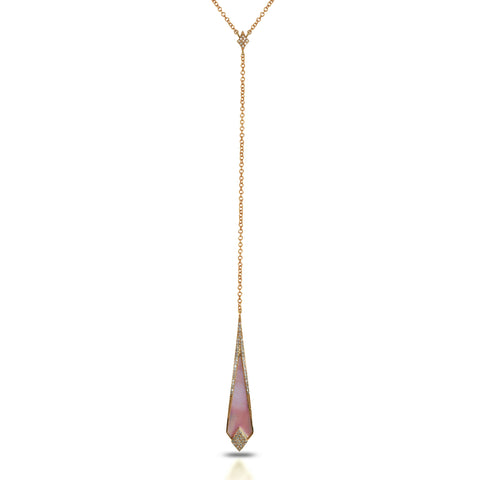 14K Gold  Diamond Bar Lariat Necklace LAR02A