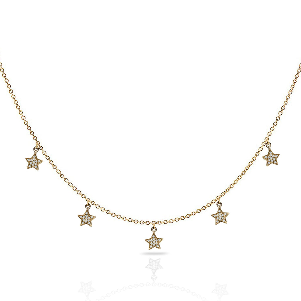 14k Gold diamond celestial star necklace MN71606