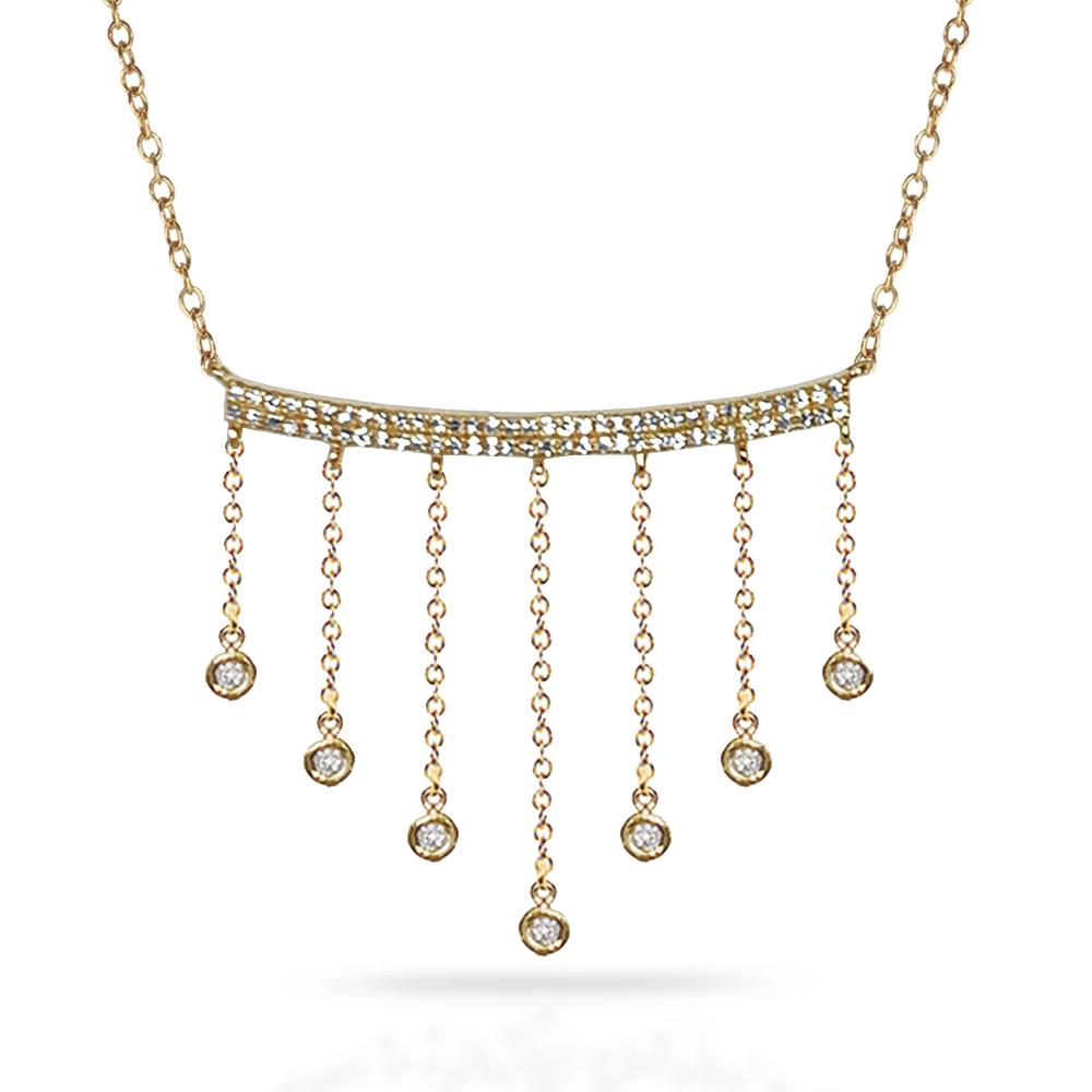 14k gold diamond bar dangle chain necklace MN71672