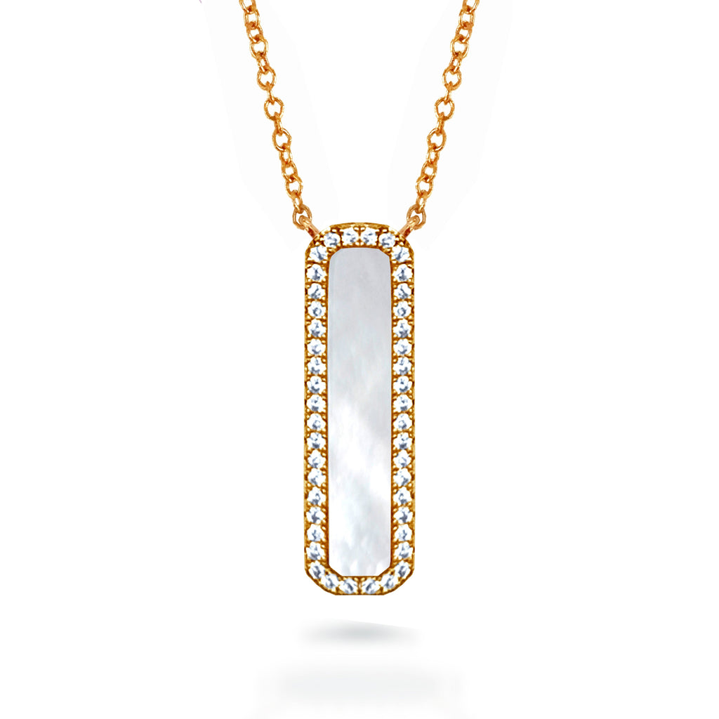 14k gold diamond black onyx vertical bar necklace MN71680OX