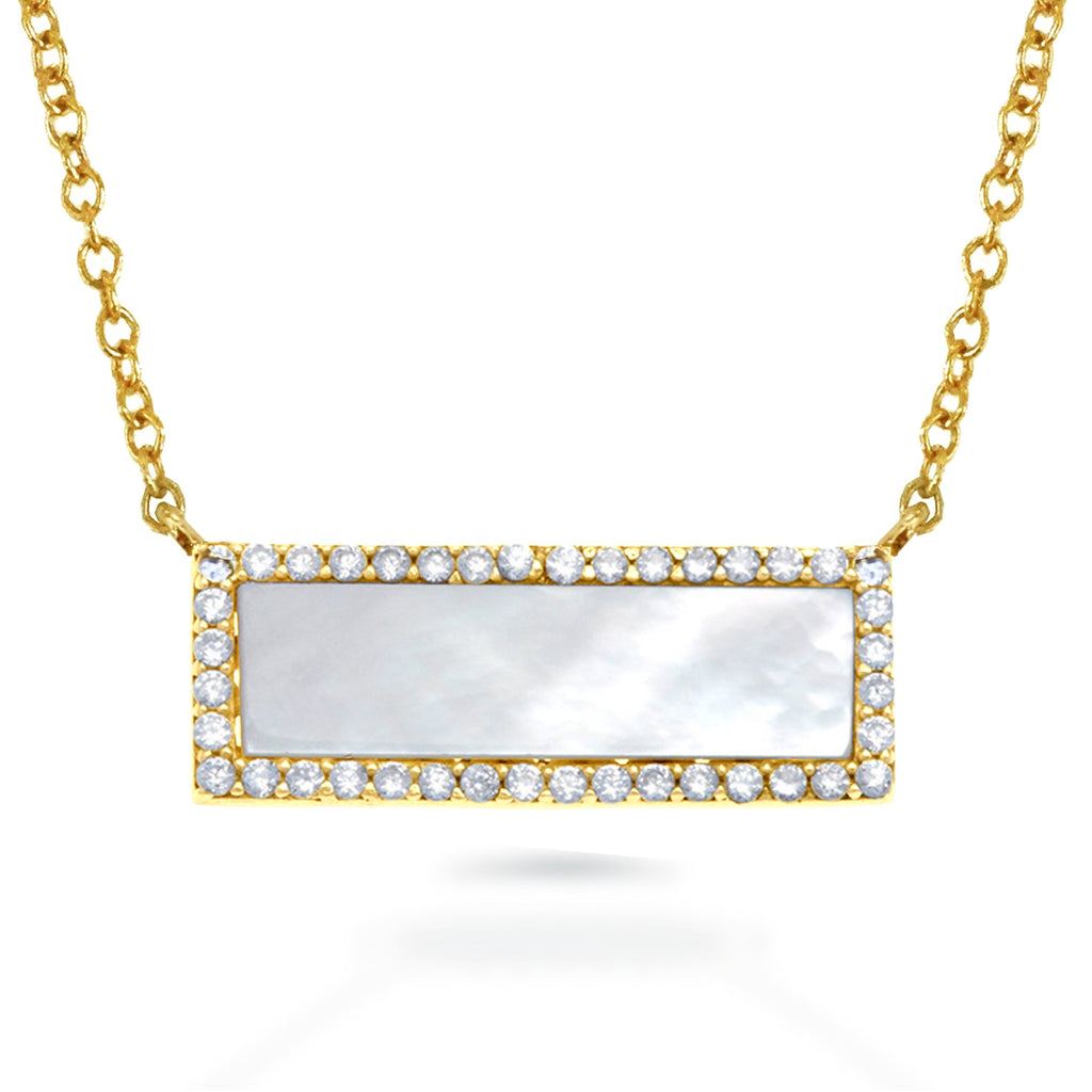 14k gold diamond turquoise horizontal bar necklace MN71681TQ