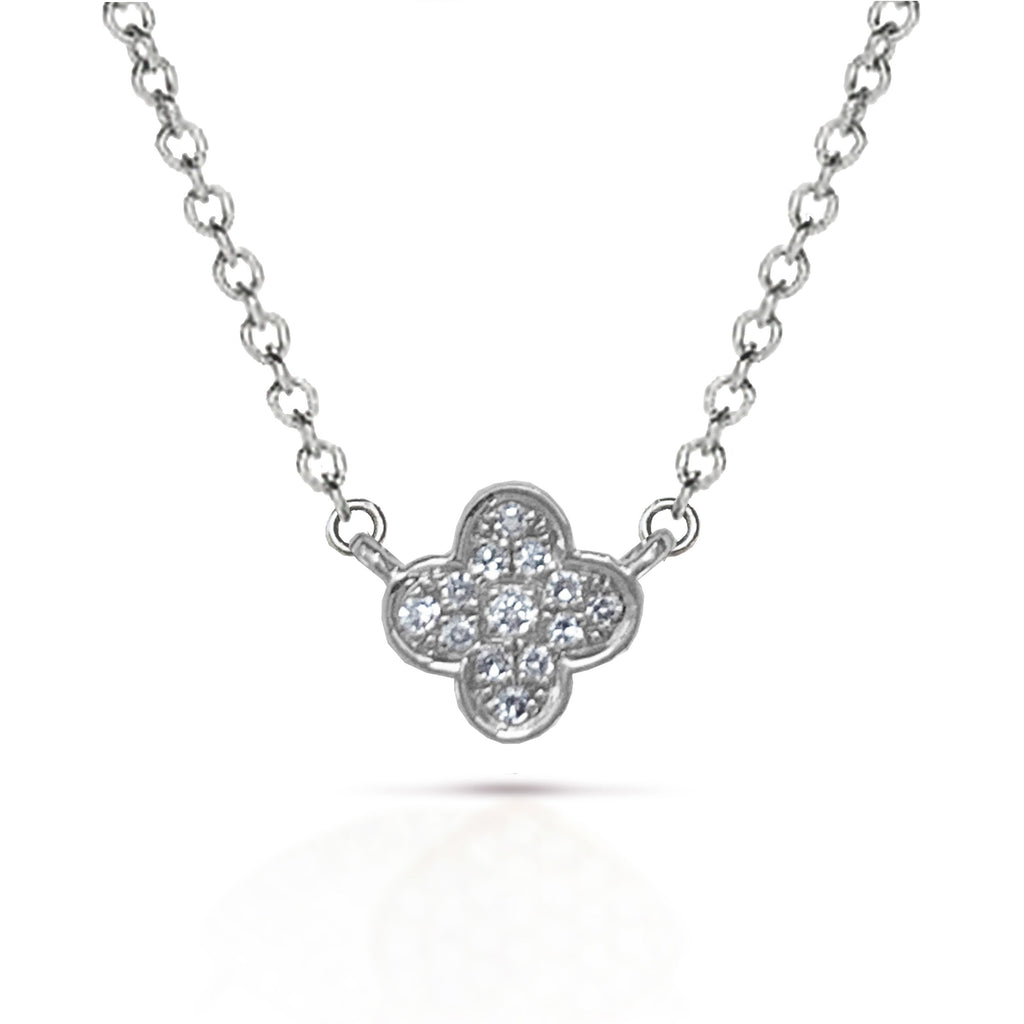14k Petite diamond pave clover charm necklace MNY11300