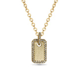 14K brushed matt gold diamond dog tag Necklace MP00120W