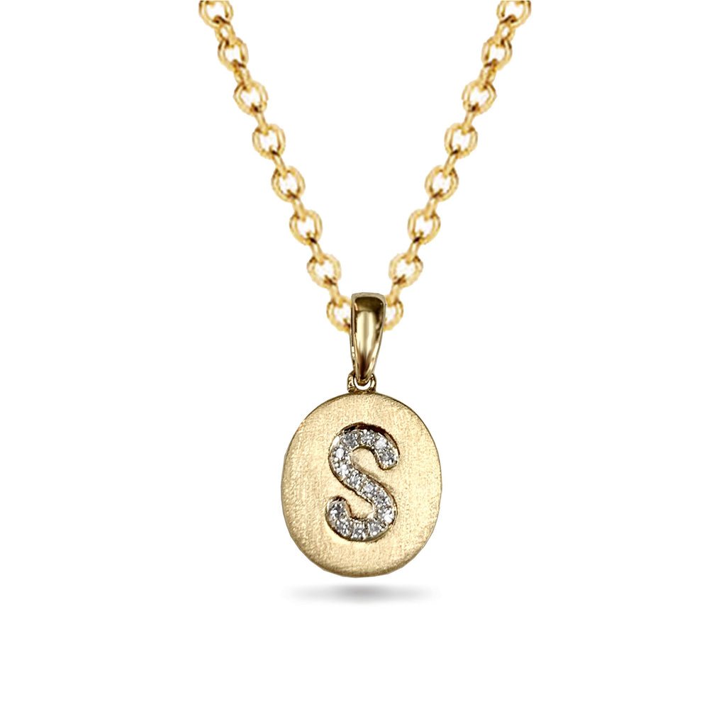 14k Gold & Diamond Disc Initial Necklace MP47108