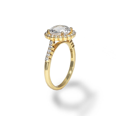 14k gold diamond white topaz fashion engagement ring MR45628A