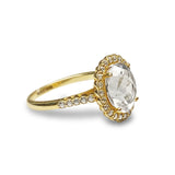 14k gold oval white topaz engagement ring MR31591E