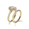 14k gold hexagon white topaz engagement ring MR31592E