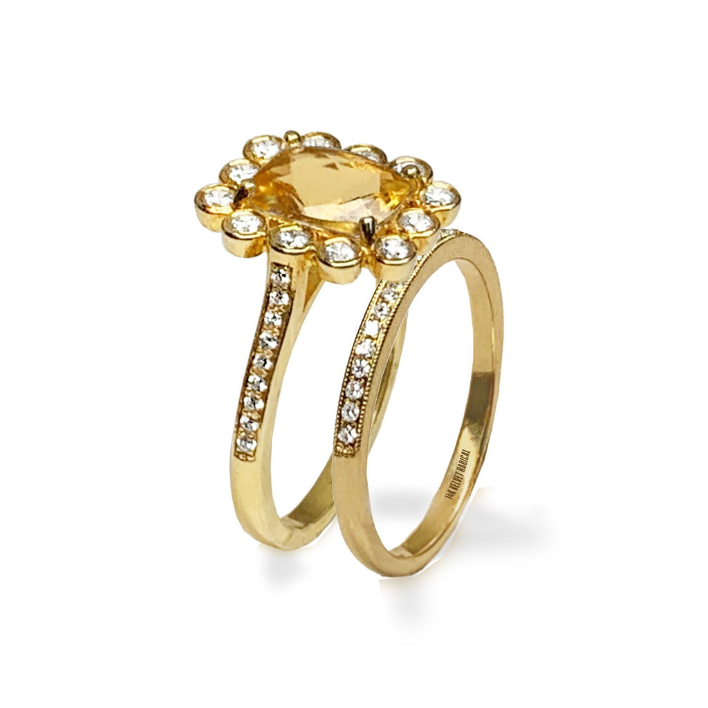 14k gold diamond yellow tourmaline engagement ring MR31594YTE