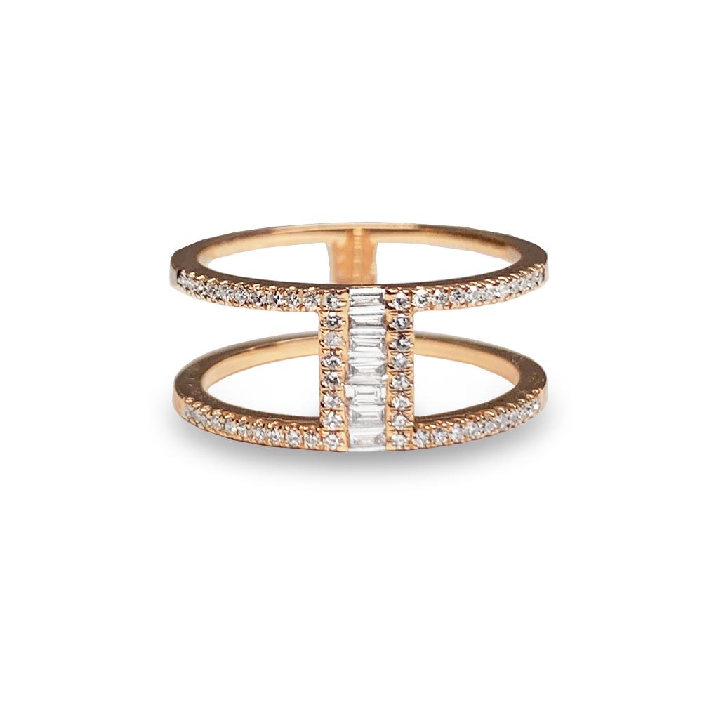 14k gold split band Baguette fashion ring MR31648