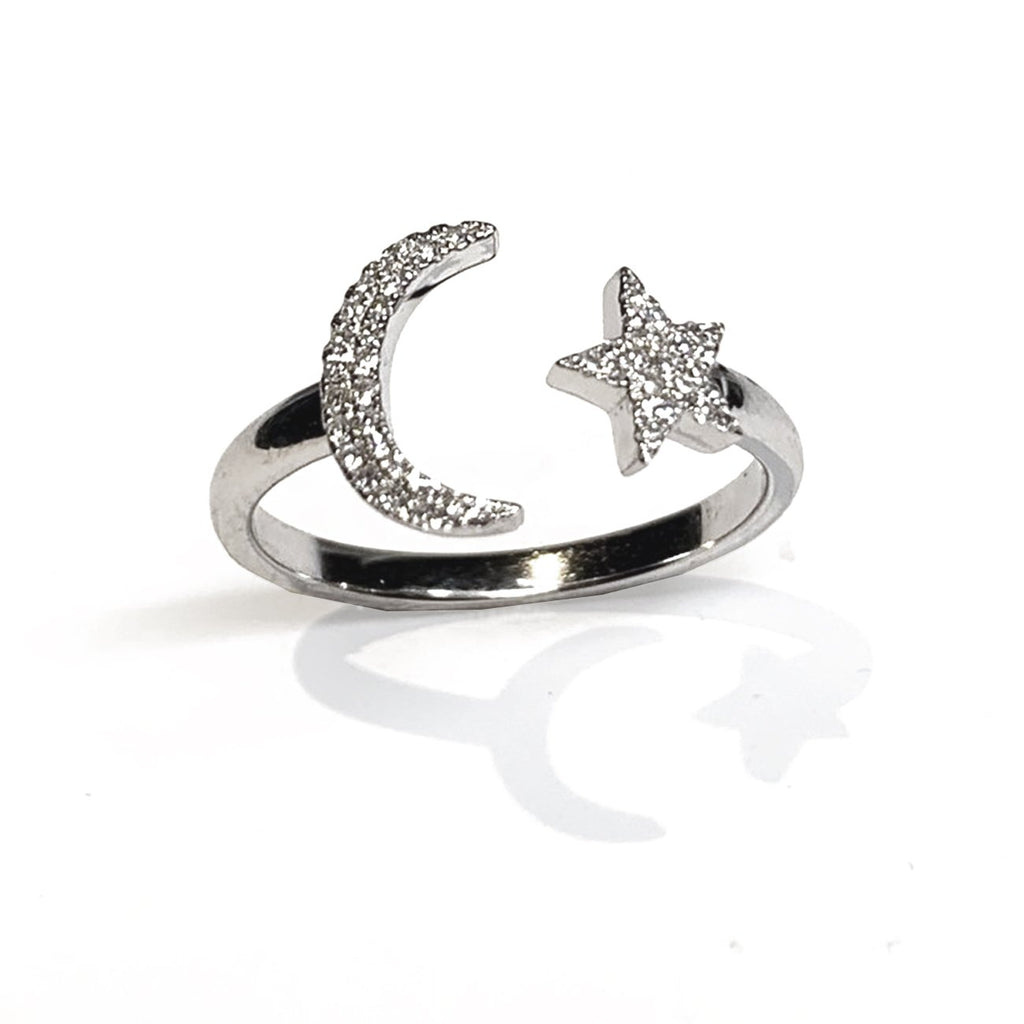 14k gold crescent moon star diamond fashion ring MR31654