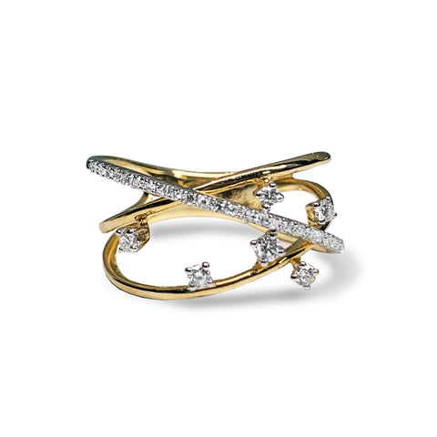 14k beaded matt gold diamond white topaz engagement ring MR45174