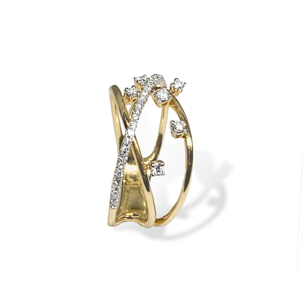 14k gold diamond criss cross fashion ring MR42553