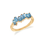 14k gold blue topaz baguette fashion stack ring MR4445BT
