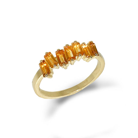 14k gold multi color baguette fashion band ring MR4443
