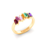 14k Gold Multi Color Baguette Fashion Stack Ring Band MR4445MC