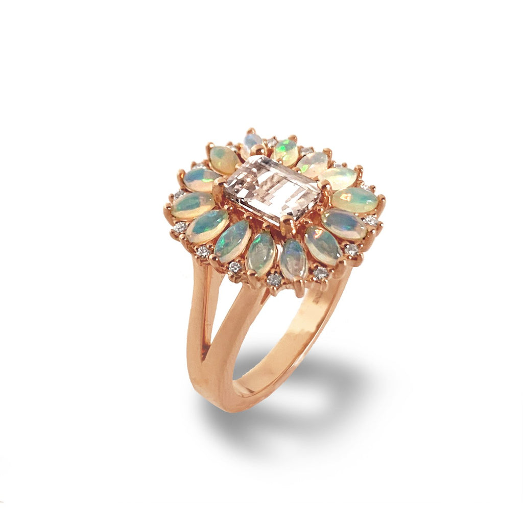 14k gold morganite opal fashion ring MR4466