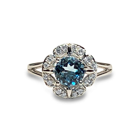 14k gold diamond white topaz fashion engagement ring MR45627A