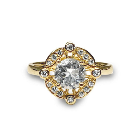 14k gold diamond white topaz designer fashion engagement ring MR45624A