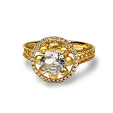 14k beaded matt gold diamond white topaz engagement ring MR45174