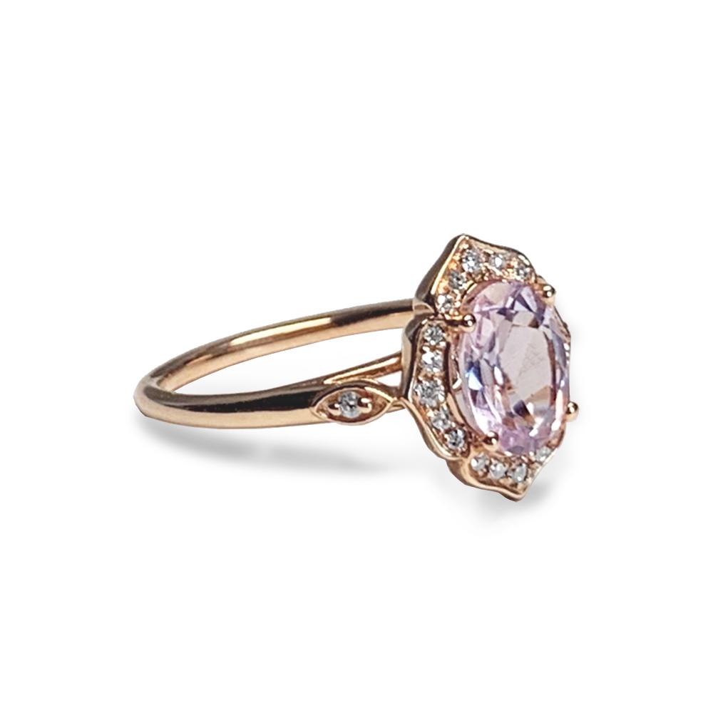 Classic 10K Rose Gold 3.0 Carat Pink Topaz Diamond Greek Galatea Bridal  Wedding Ring AR114-10KRGDPT | Caravaggio Jewelry