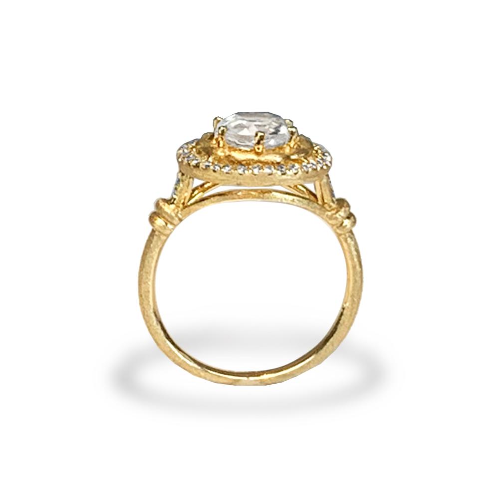 14k gold matt finish halo diamond fashion engagement MR45183