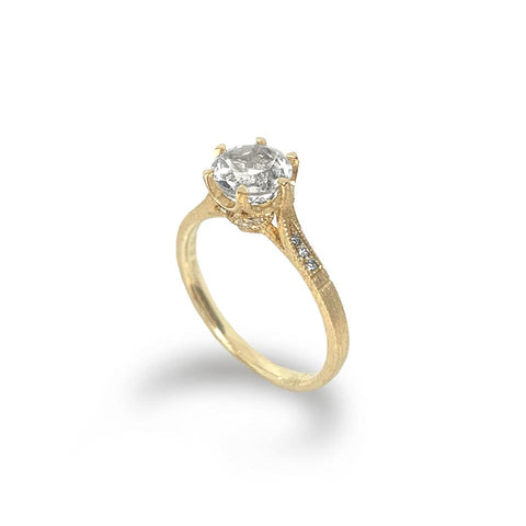 14k gold unique diamond white topaz engagement ring MR45172