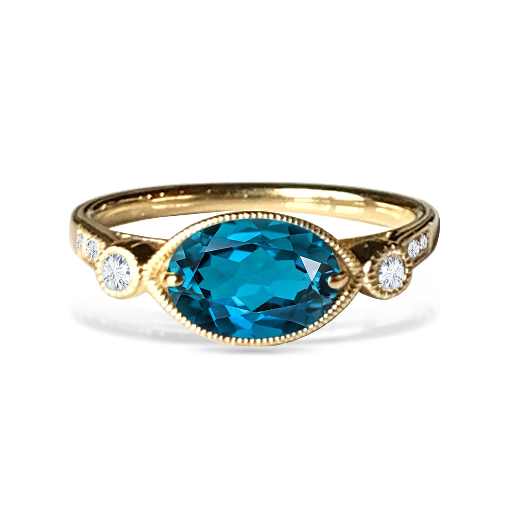 14k gold oval london blue topaz ring MR4546