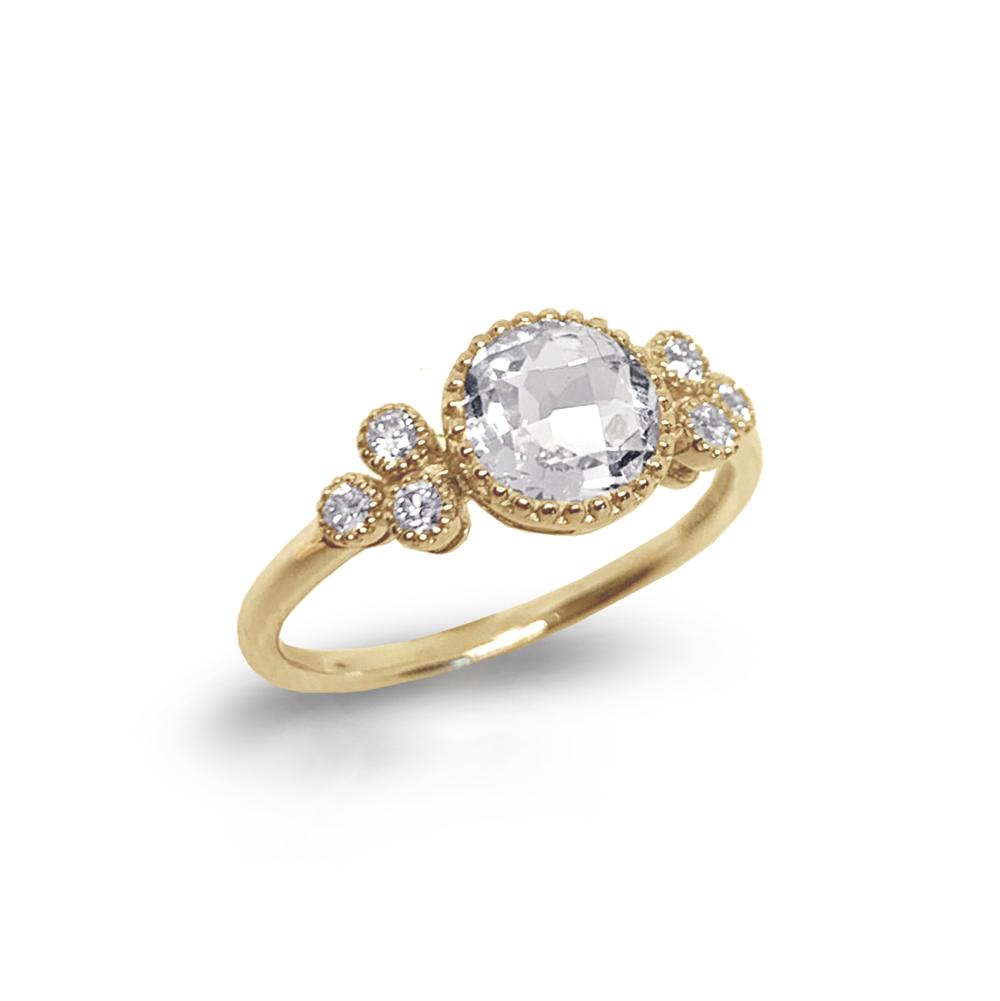 14k gold diamond white topaz designer engagement ring MR45626A
