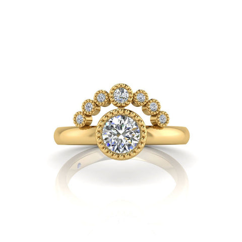 14K Brushed Gold Diamond Wedding Band Stack Ring SR45161