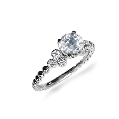 14k gold diamond white topaz fashion engagement ring MR45629A