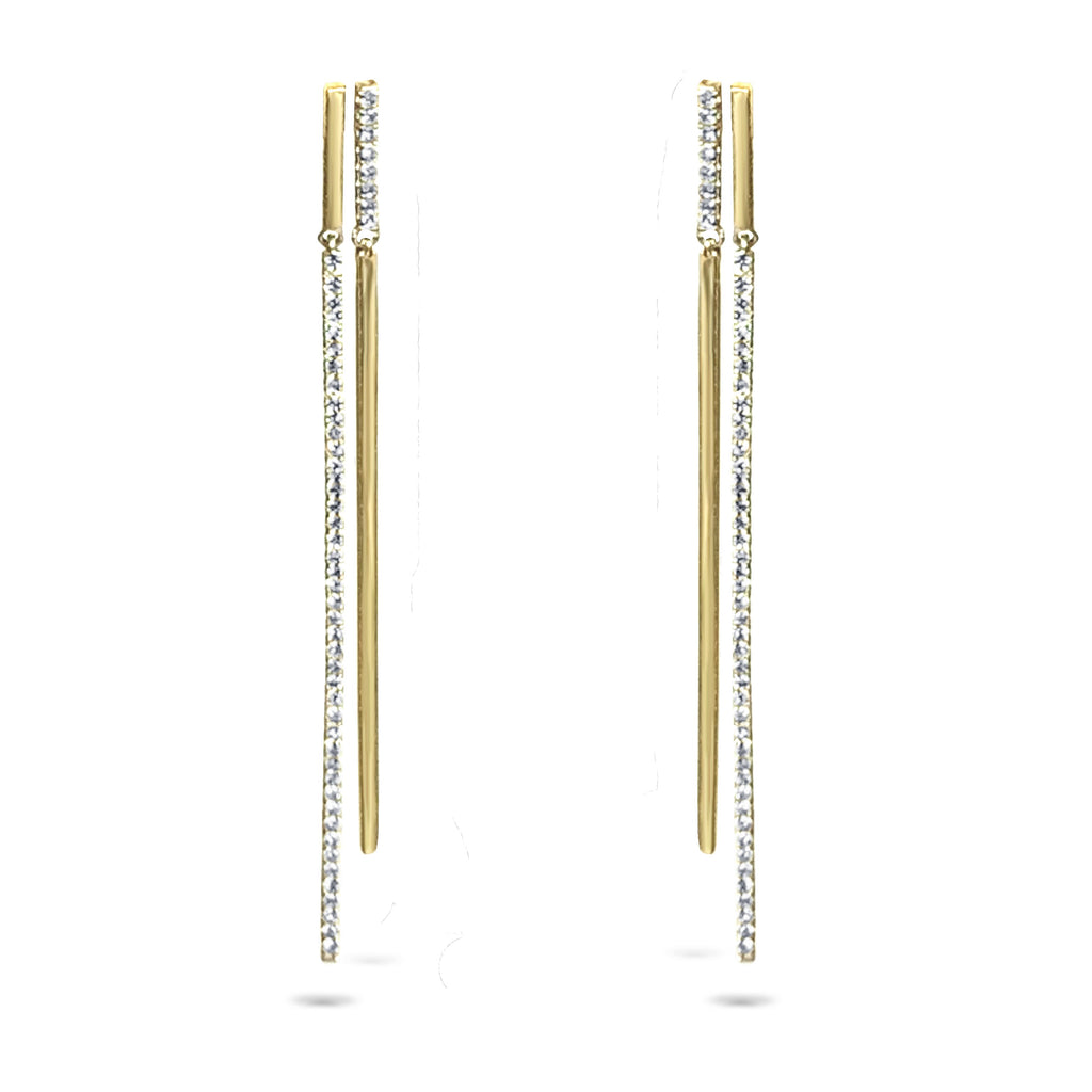 14k two tone diamond bar dangle earrings ME43032