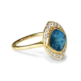 14k gold Cushion london blue topaz fashion ring MR4547