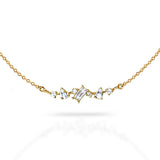 14k gold baguette & round diamond necklace N4060