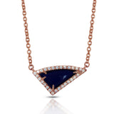 14K Gold Diamond Irregular Triangle Lapis Necklace ON1LP
