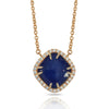 14K Sapphire Cushion Diamond Necklace ON3DBS