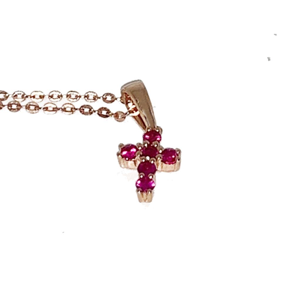 14K Petite Ruby Cross Pendant P10936R