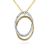 14k Unique interlocking double oval diamond pendant P4021