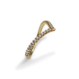 14k Gold V Shape Diamond Stack Ring R549