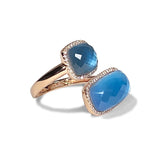 14k gold blue topaz doublet fashion ring R7193