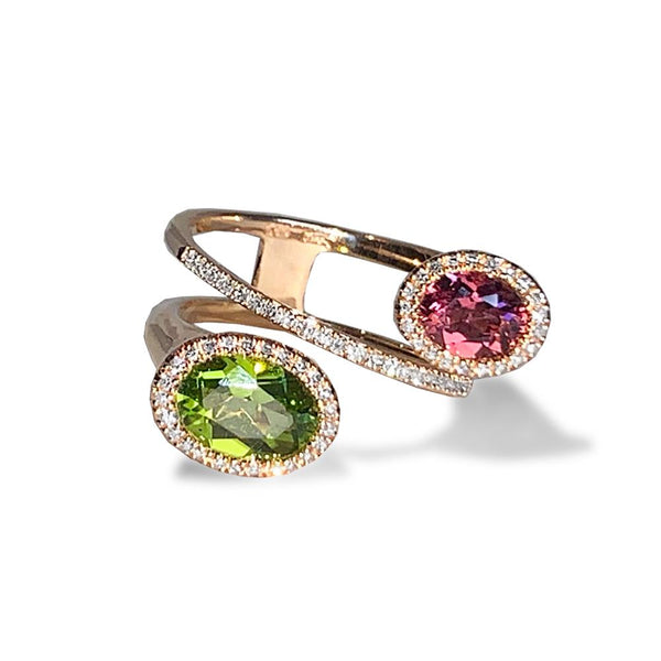 Peridot and tourmaline ring store