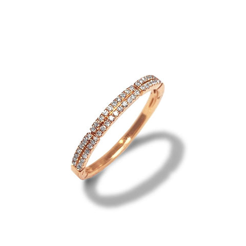 14k gold diamond beaded milgrain fashion stack ring SR45060