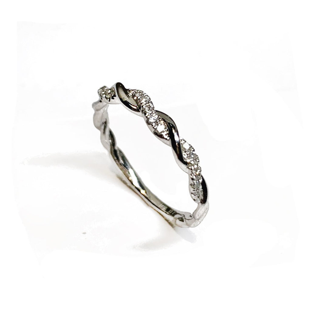 14k gold swirl diamond fashion stack ring SR42936