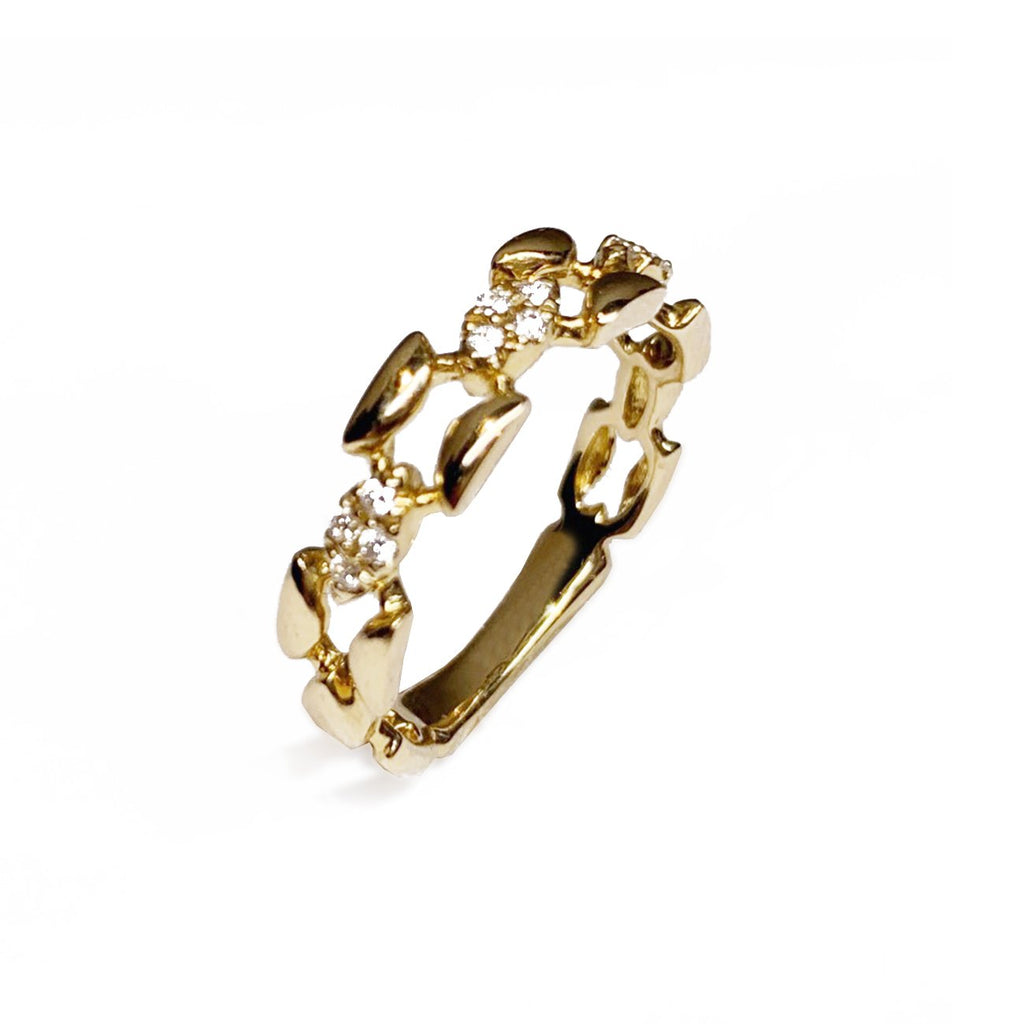 14K Gold Link Diamond Fashion Stack Ring SR43574