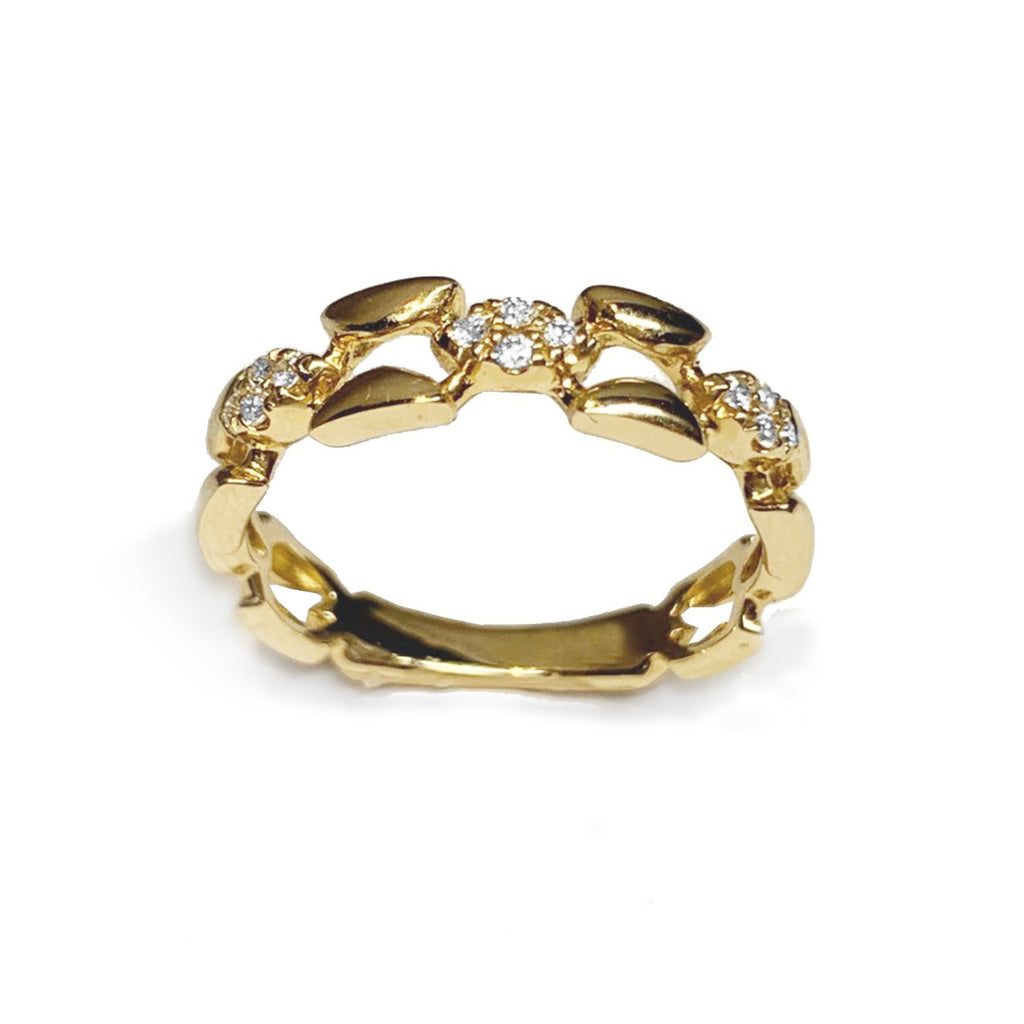 14K Gold Link Diamond Fashion Stack Ring SR43574